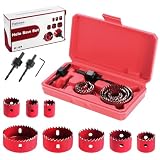 Habwea 11 pièces Scie Cloche pour le bois Circulaires Cloche Perceuse idéale pour les planches de bois minces, les plaques en PVC et en plastique (Rouge -11pcs)