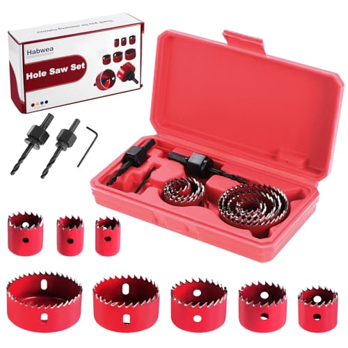 Habwea 11PCS Coronas Perforadoras Corona Taladro 19 – 64 mm Sierras de Corona Taladro Sierras Perforadoras con Llaves Hexagonales y Broca, Corona para Madera Pladur PVC y Plástico