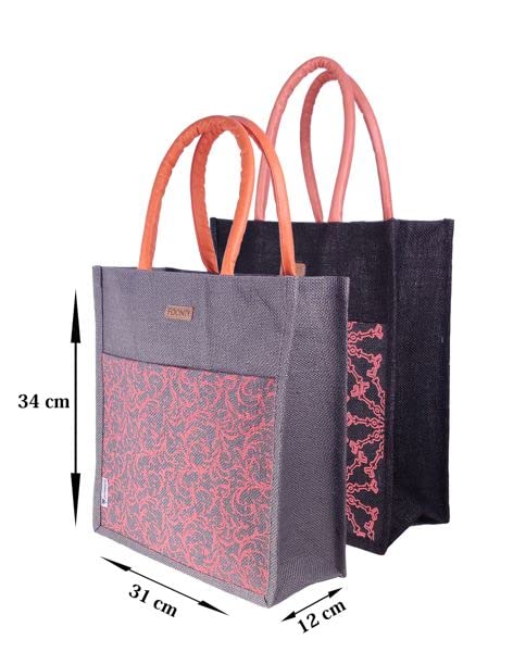 Image of Foonty Tote Bag /Lunch Bag /Gym Bag (Pack of 2,FFFWB6016F Multicolored)
