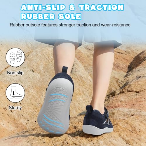 Image of JOINFREE Toddler Sandals Kids Wide Girls Boys Aqua Athletic Sneakers Barefoot Beach Sandals Quicky-Dry Non-slip Outdoor Water Sports Hiking Sandals Summer Water Shoes for Pool River Swim