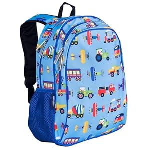Wildkin 15 inch Kids Backpack–Durable Padded Adjustable for School Travel Trains Planes and Trucks