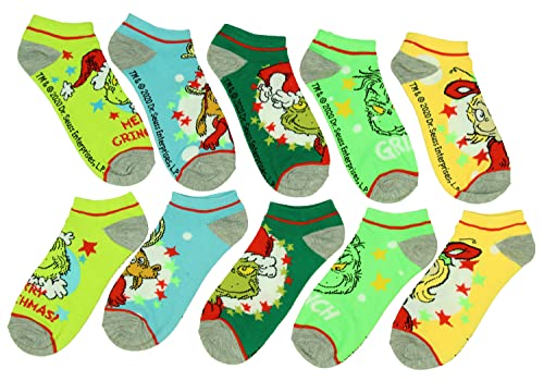 Image of Bioworld Boys' Dr. Seuss GRINCH Socks (5-Pack)