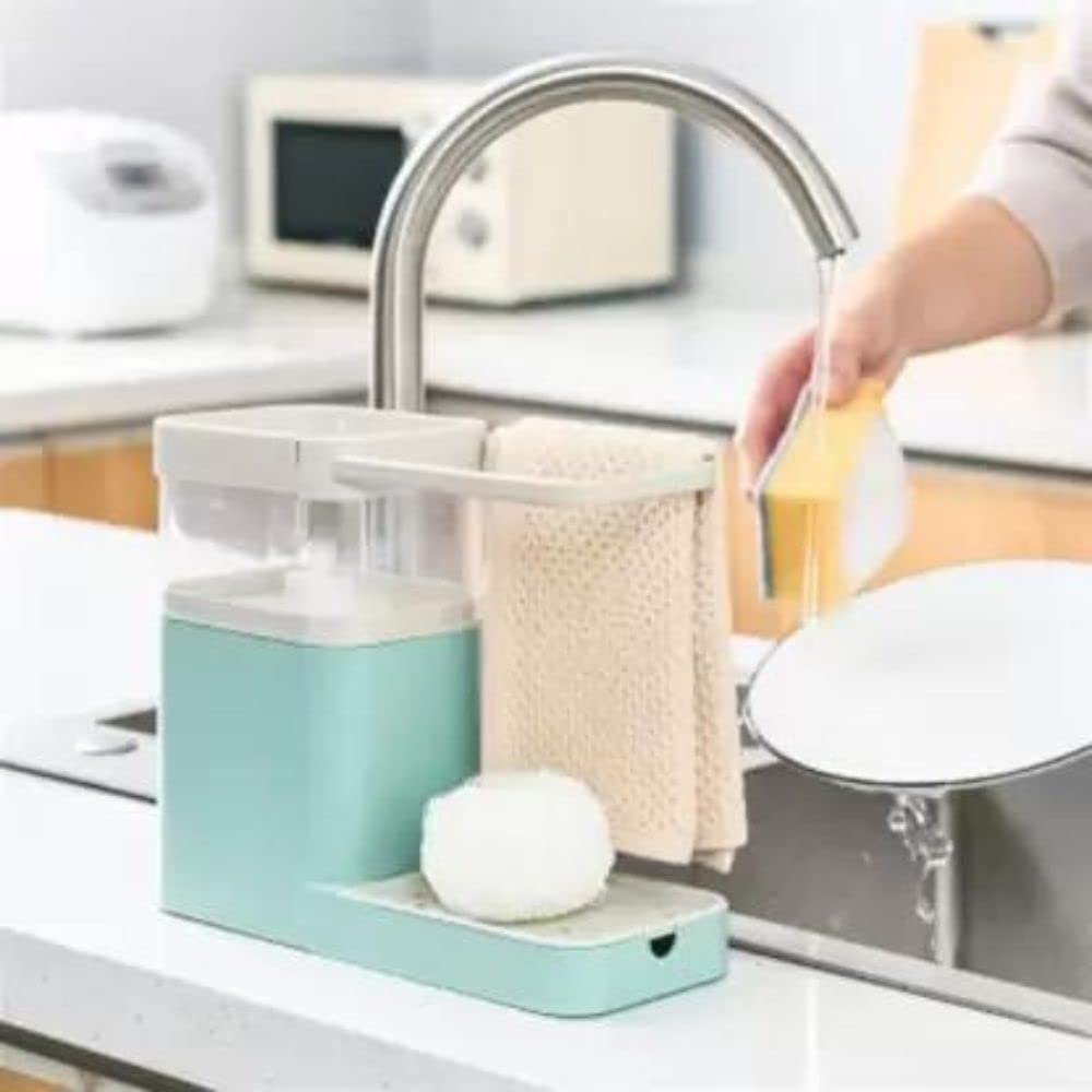 FreshDcart FDCA448 Multifunctional Liquid Detergent Pump Dish Soap Dispenser with Sponge Holder Kitchen Sink Rack Washing Cleaning Tool for Home Kitchen Sink (Multicolor,Pack of 1, Plastic) (B0BWFFKJ7G) Amazon Price History, Amazon Price Tracker