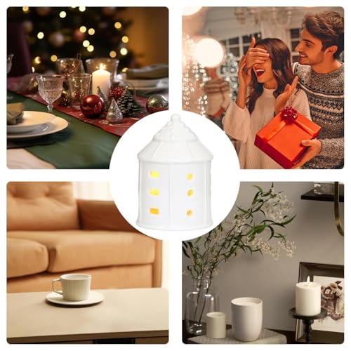 Casas Iluminadas,Casas Decorativas Iluminadas, Luz LED para mesa de cerâmica, Ilumine a pequena casa