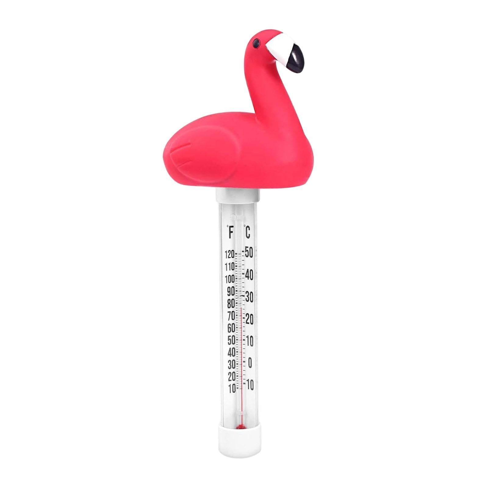 Milageto Thermomètre de Piscine Flottant Décoratif, Flamant Rose, Facile à Lire, pour Bain, Baignoire, Aquarium