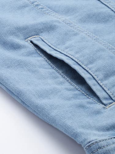 Image of The Indian Garage Co Men Blue Slim Fit Solid Denim Trucker Jacket