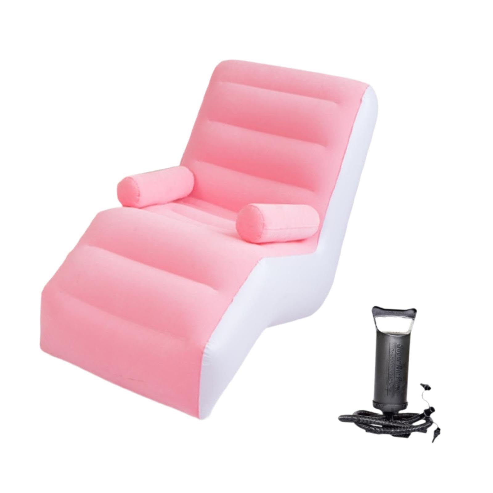 CLUB BOLLYWOOD Pink Inflatable Lazy Sofa, 140cm x 85cm x 80cm, Modern Rectangular Armrest Inflatable Sofa Chair for Home & Garden-image-21