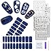 Nagelfolien, Selbstklebende Langanhaltende Nagelaufkleber,Mit 9 Blatt Nagelsticker Blumen Nagelsticker für Frauen Und Mädchen DIY-NagelkunstDunkel(Dunkel Blau)