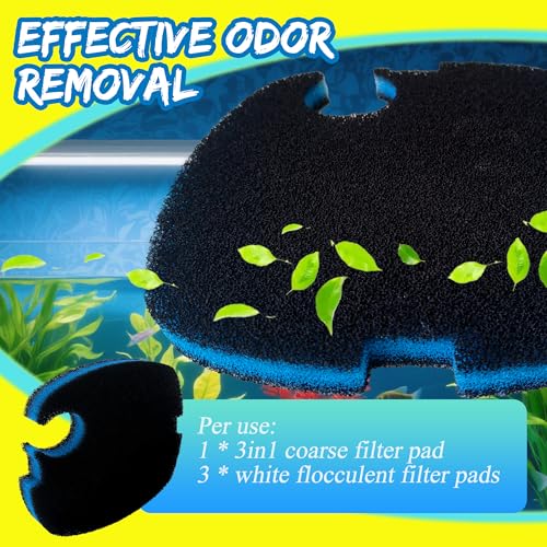 Image of PurifyLogix 8 PCS Canister Filter Pads for SUNSUN HW-304B /404B /704B /3000 | CF500 Aquarium Filter, 6 White floss and 2 Upgraded Activated Carbon Coarse Pads, 8pcs