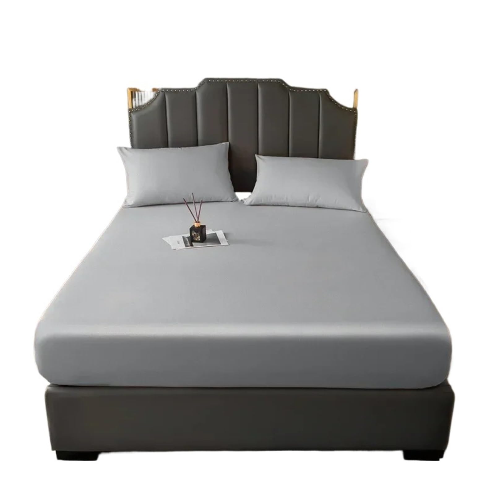 Cubre Colchon Funda de Cama Impermeable una Sola Pieza, Transpirable, Antipolvo, Funda Protectora, sábana Fija Antideslizante(Grey,120x200cm)