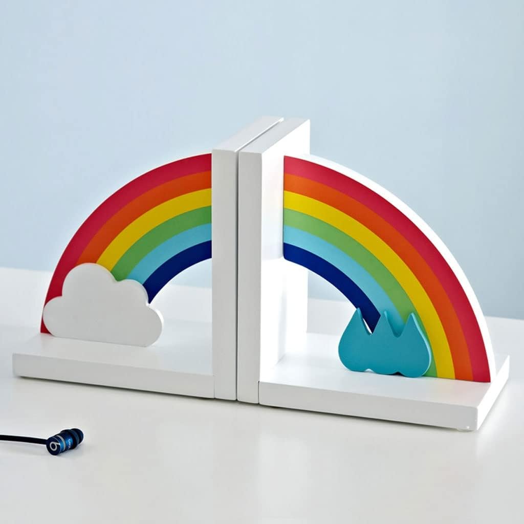 Book End Rainbow Bookends Wood Organizer Bookend Book Ends Support Stand Shelf Study Desktop Ornaments Home Office Supplies Book Stoppers