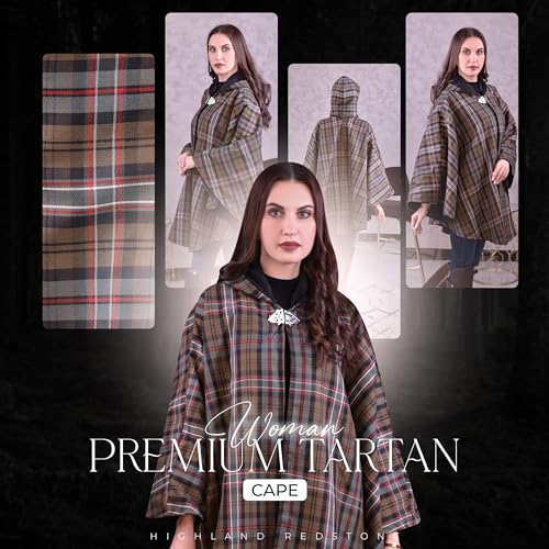 Image of Women's Vintage Plaid Knitted Scottish Cape Traditional Cardigan
