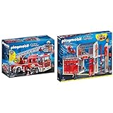PLAYMOBIL 9462 Spielzeug-Große Feuerwache & 9463 Spielzeug-Feuerwehr-Leiterfahrzeug