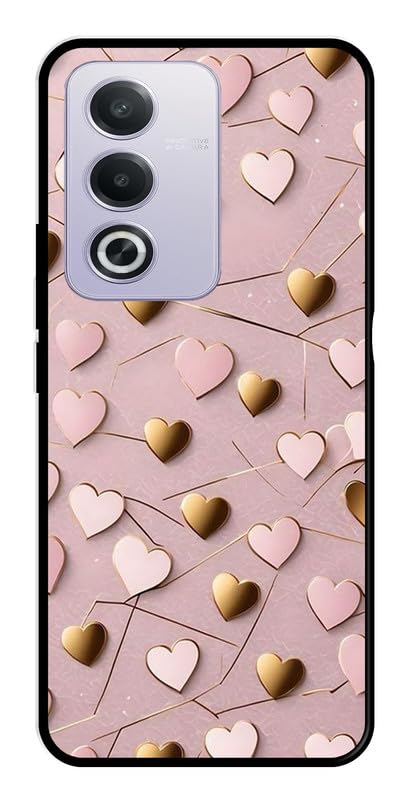 AARFAA Compatible for Oppo A3 Pro 5G Mobile Phone Back Cover Case for Metal | for Boys Girls |Pink & Gold Hearts Printed Rubber Silicone Soft TPU Sides with Camera Protection AARFAA Compatible for Oppo A3 Pro 5G Mobile Phone Back Cover Case for Metal | for Boys Girls |Pink & Gold Hearts Printed Rubber Silicone Soft TPU Sides with Camera Protection