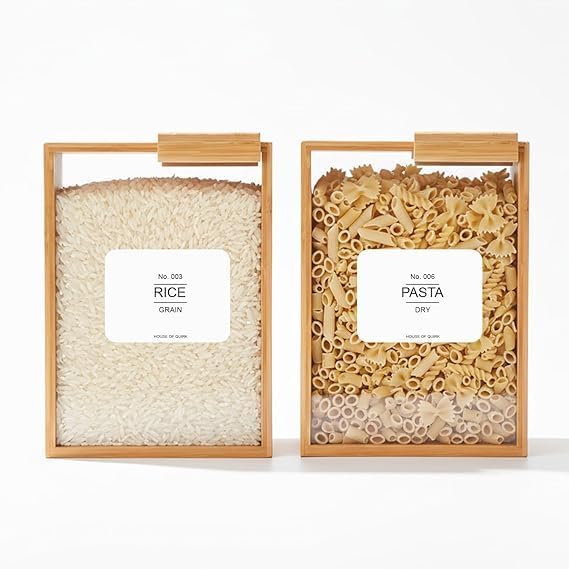 Wooden Airtight Storage Containers Set of 2 with Clear Acrylic Window & Bamboo Lid | Kitchen Pantry Organizer for Rice, Pasta, Grains, Dry Fruits, Snacks & Grocery Storage (Set of 2)-image-4