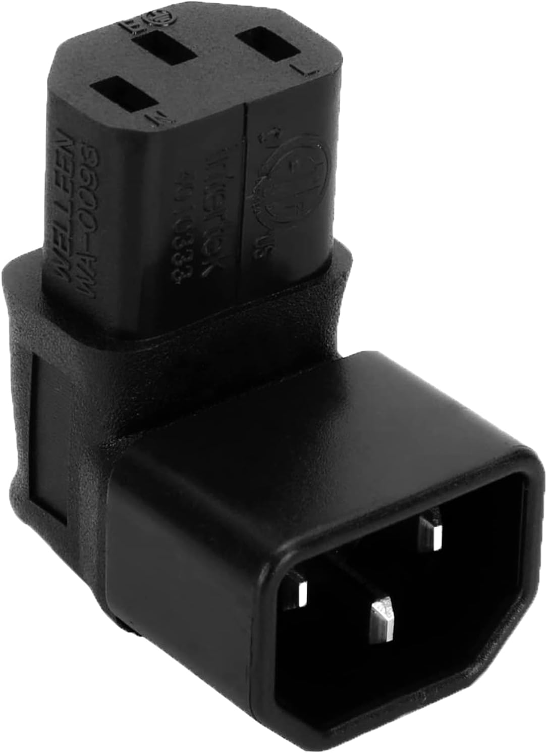 LINGLING ONE C14 to C13 Right Angle IEC Adapter, 10A-16A, 110V-250V, 94-V0 Nylon, Male to Female, 90 Degree AC Power Connector