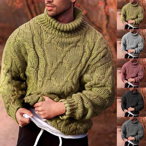 Mens Thermal Turtleneck Sweater Long Sleeve Cable Knit Winter Thermal Casual Solid Chunky Pullover Jumper3