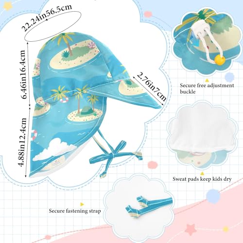 Baby Beach Hat Boy Beach Unique Baby Girls UPF 50 Large Brim Beach Essentials Summer Wind Cartoon Island4