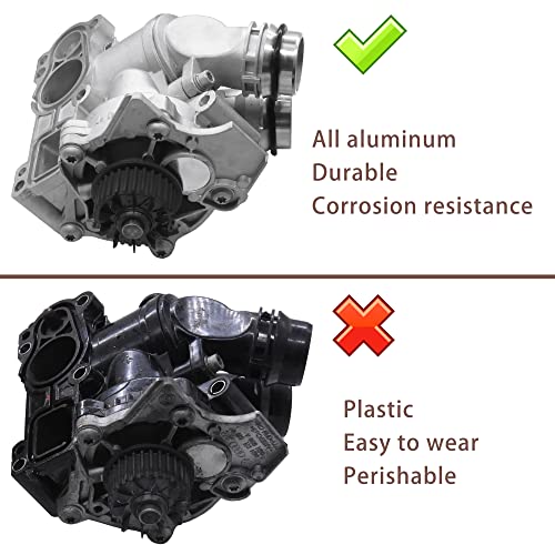 Aluminum Electric Engine Water Pump And Thermostat Assembly Compatible With Audi A3 A4 A5 A6 Q3 Q5 Tt Vw Beetle Cc Eos Gti Jetta Passat Tiguan Replaces# 06H121026Cf 06H121026Ab (06H121026Cq) #TOP5