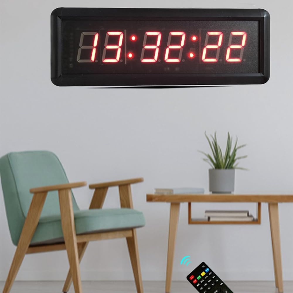 Minuteur numérique de gym, grande horloge LED avec télécommande, commandes à 3 boutons, compte à rebours/chronomètre/alarme, idéal pour l'entraînement, la boxe, le crossfit