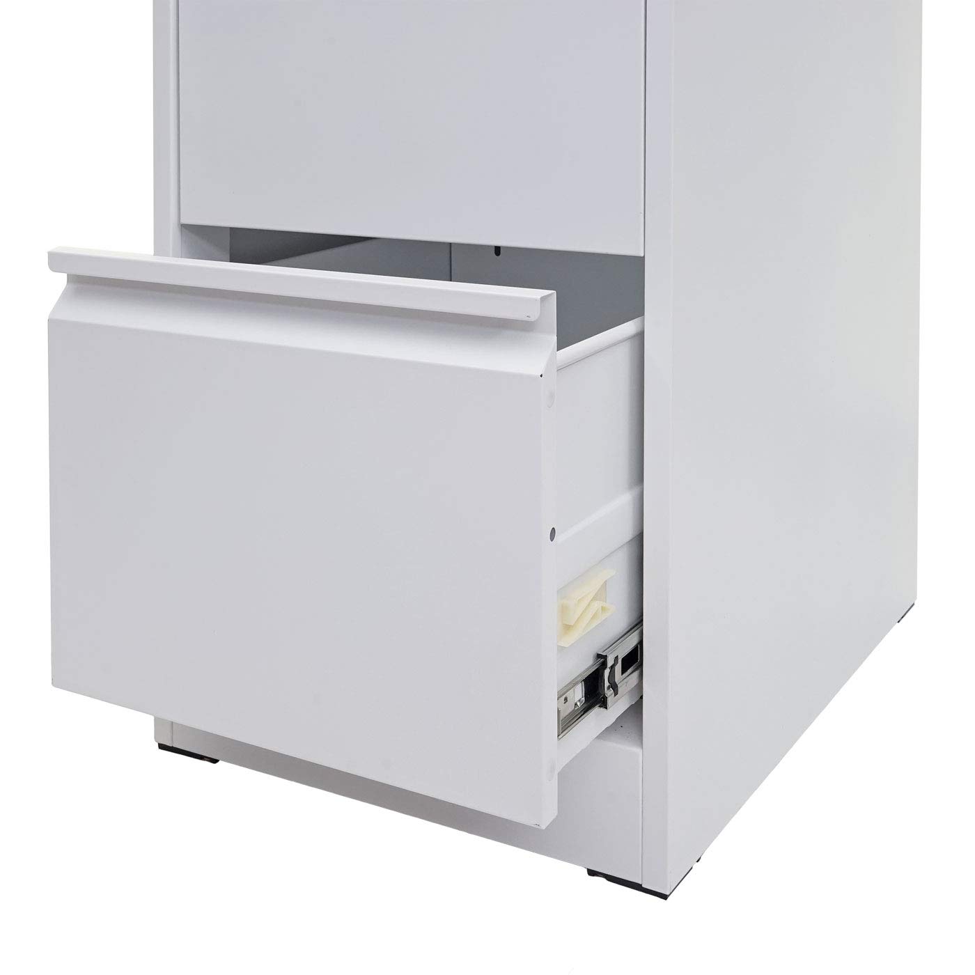 Mendler Armadietto classificatore 4 cassetti Formato Legal HWC-H16 Acciaio 62x46x134cm - Bianco