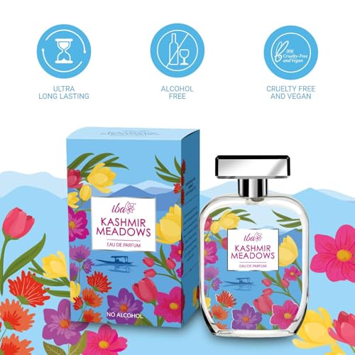 Image of Iba Eau De Parfum - Kashmir Meadows, 100 ml, Perfume Spray | Long Lasting Floral & Oriental Fragrance for Women | Skin Friendly Fresh Perfume for Everyday Fragrance | Alcohol-Free