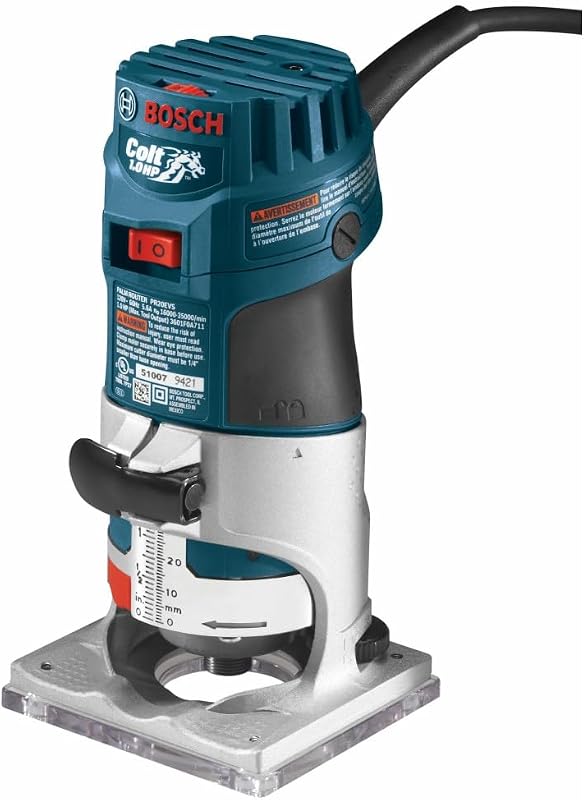 PR20EVS Colt 1.0 HP Variable-Speed Palm Router - 5.6 Amp Motor, Soft Start, Constant ResponsCircuitry, Ergonomic Grip, Rugged Aluminum Base, Fixed, Quick-Clamp System, 1/4" Collet