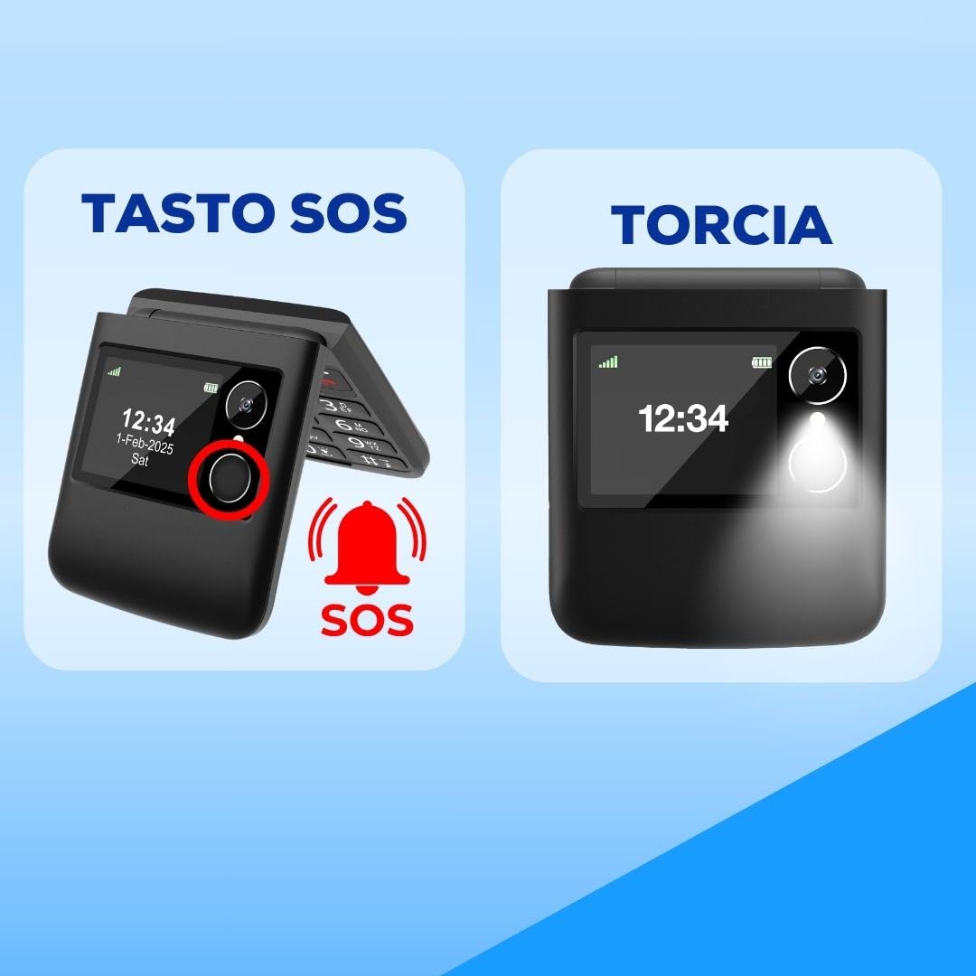 SAIET Cellulare per Anziani 4G Facile da Usare con SOS e Display a Colori