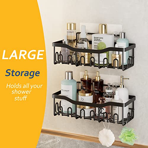 Fafoou Shower Caddy, Bathroom Shower Organizer [5-Pack], Self Adhesive Shower Shelves, Shower Shelf For Inside Shower Rack, Stainless Steel Bathroom Storage, Wall Mounted Shower Accessories Black #TOP1