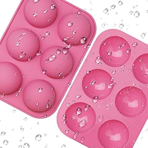 6 Holes Silicone Molds, Half Sphere Silicone Molds Cake Molds for Baking Round Shape Silicone Molds for Baking Pudding Jelly Handmade Soap Dome (Pink) Cover