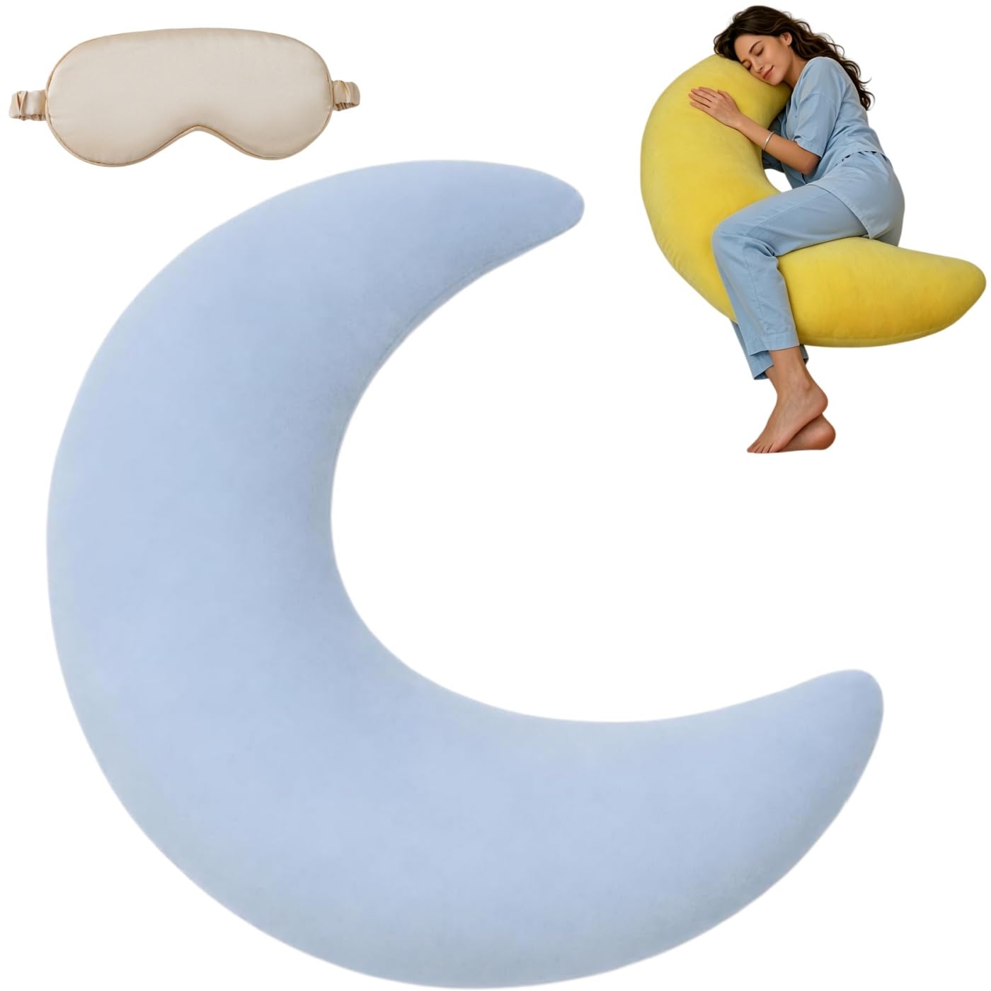 Moon Shaped Body Pillow, Oversized Cooling C Shaped Body Pillows for Side Sleepers, Soft Supportive Full Body Cushion with Removable Cover for Sleeping,Resting and Lounging