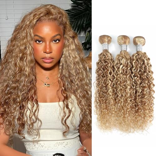 AUROO 27/613 Ombre Blonde 3 Bundle Human Hair Water Wave