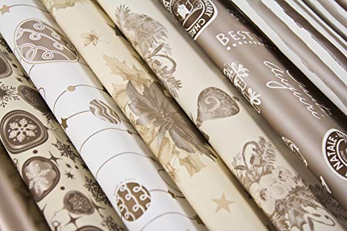 B & P Italia surtido de 10 hojas 70 x 100 cm para paquetes de regalo, Color Platino/Champagne, Papel de alta calidad de polipropileno