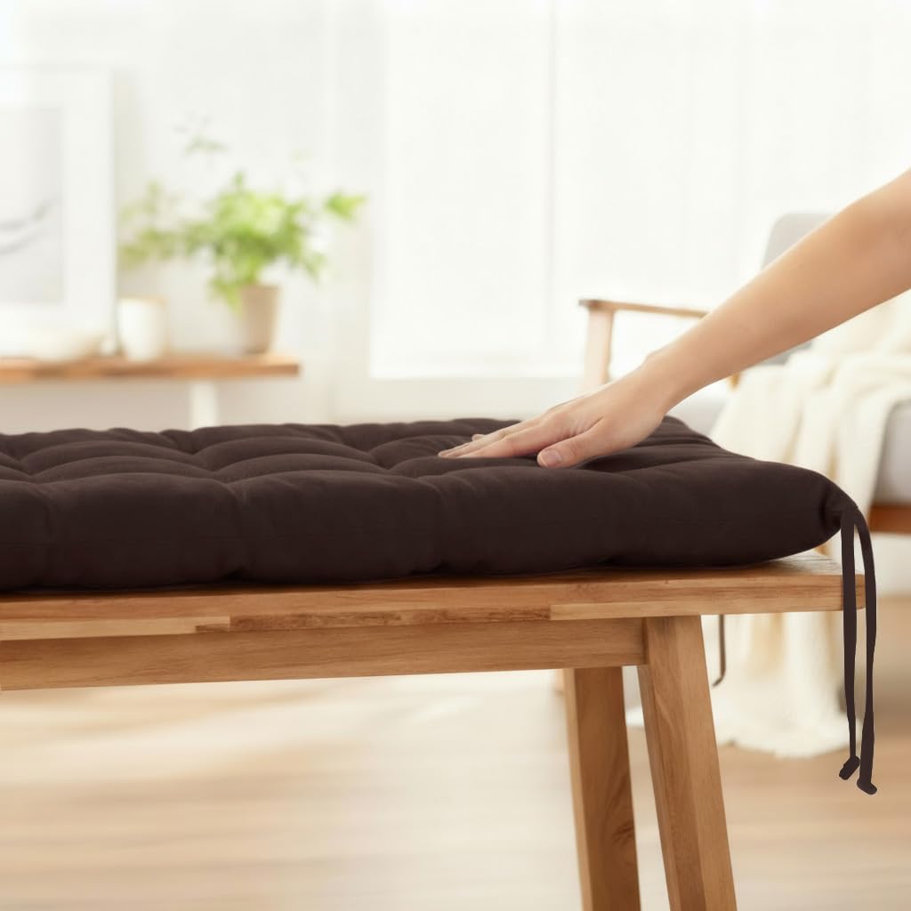 Brandsseller Coussin de banc - Pour l'extérieur et l'intérieur - 27 surpiqûres - Marron - 120 x 40 x 4 cm