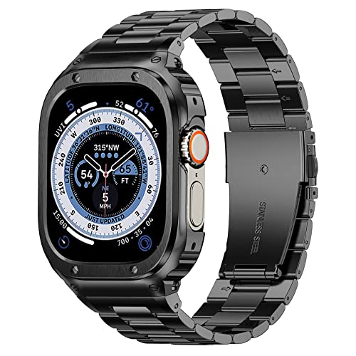 Image of MioHHR Stainless Steel Band and Case Compatible with Apple Watch Band 49mm
