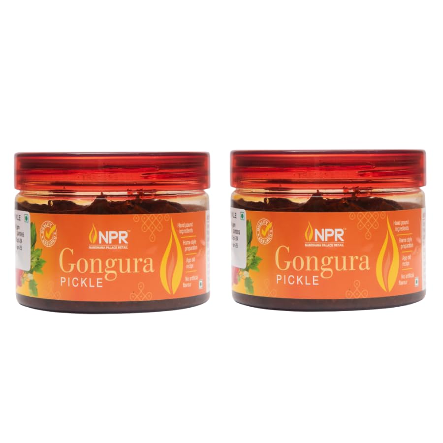 NPR Gongura Pickle 275g | Authentic Andhra Style Gongura/Pitwaa/Ambaadi/Pulicha Keerai Leaves Achaar | Rich in Anti-Oxidants & Nutrients | Traditional & Homemade Sorrel Leaves Pickle | Pack of 2