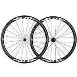 ELITEWHEELS 700c Road Bike Wheels 40mm White Decal Carbon wheelset Ceramic Bearing X Weave Finish U Shape