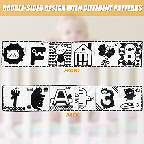 Prmape Black and White Sensory Toys, High Contrast Soft Cloth Book, Newborn Sensory Toys - Image 4
