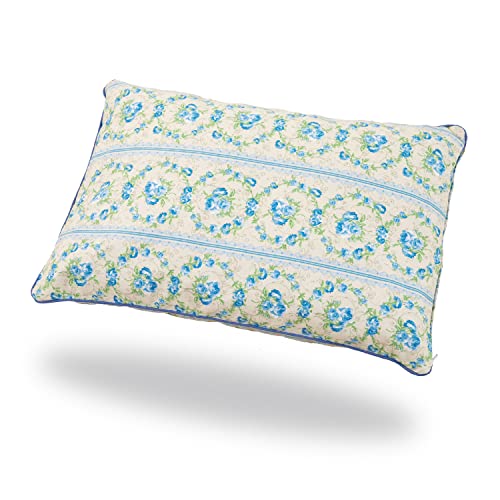 枕 まくら そば殻 そばがら そば枕 そばまくら そば殻枕 厳選素材で枕専門店が作った 枕用 低め 高め 大きい 硬め 日本製 国産 枕カバー 35 × 50 cm ボーダーフラワーブルー