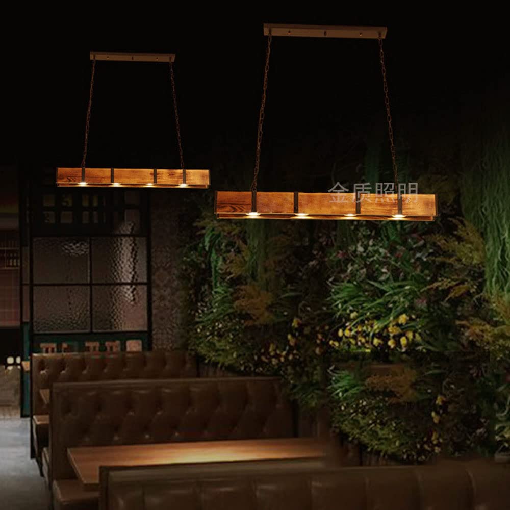 Lampada a Sospensione lineare a LED in Legno da 39", Isola Cucina, 4 luci, Stile Rustico, Fattoria, Vintage, Industriale, lampadario a Sospensione per Sala da Pranzo, Tavolo da bil
