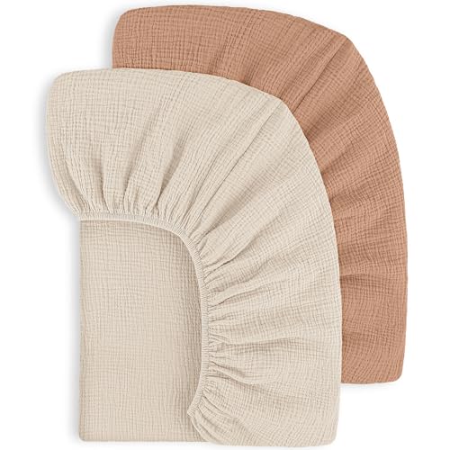 Image of Susurration Bassinet Sheets - 2 Pack Bassinet Sheets Fits Oval and Rectangle Bassinet Mattress, Breathable and Skin-Friendly for Baby Boy and Girl (Hot Chocolate)