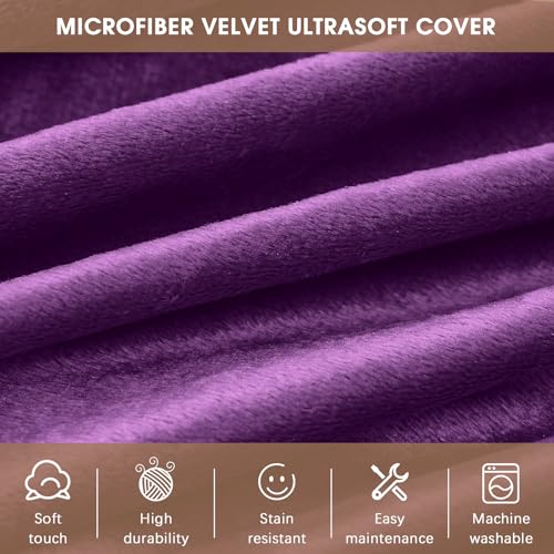Image of Bean Bag Chairs for Adults - Memory Foam Furniture BeanBag Chair - Kids /Teens Sofa with Soft Micro Fiber Cover - Round Fluffy Couch for Living Room Bedroom College Dorm - 4 ft, Purple
