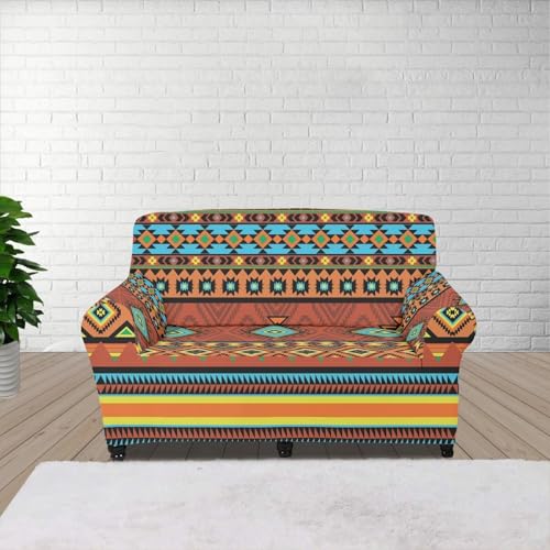 Cugasmaru Aztec Red Cover for Couch High Stretch Loveseat Slipcover for Pets Dogs Anti Slip Love Seat Sofa Slipcover Furniture Protector Waterproof Rv Sofa Cushion Covers Slip Covers for Rv Furniture