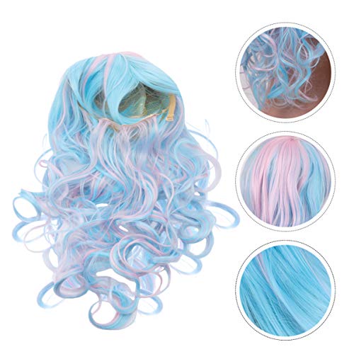 FRCOLOR Perucas Onduladas Azuis Gradiente Perucas de Cabelo Comprido Peruca Sintética de Ví¡rias Cor