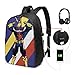 Produktbild All Might 17in Casual Schoolbag Leichter Daypack Bookbag Laptop mit USB-Ladeanschluss und Kopfhörer, Rucksack für Studenten mit großer Kapazität für Jungen/Mädchen/Teenager/Erwachsene