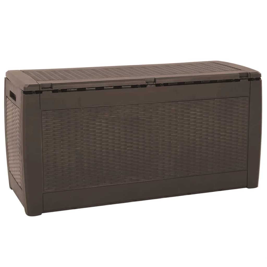 vidaXL Gartentruhe Braun 119x48x60 cm Polypropylen, Werkzeugkasten, Lagerbox, Gartenbox, Werkzeugtruhe, Deckenbox, Kissenbox, Auflagenbox