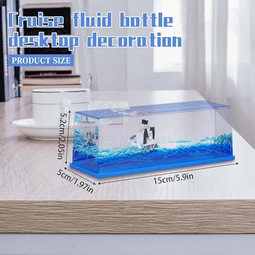 MisFun Kreuzfahrtschiff Fluid Drift Flasche, Cruise Ship Fluid Drift Bottle, Goldene Fröhlichkeit, Unsinkbares Kreuzfahrtschiff, Unsinkable Boot In Einer Box, für Auto Vitrinen und Tischdekoration