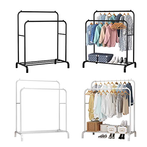 T-LoVendo Perchero Burro Doble Rail Moderno Rígido Estante Ropa Zapatos Cajas Ropero