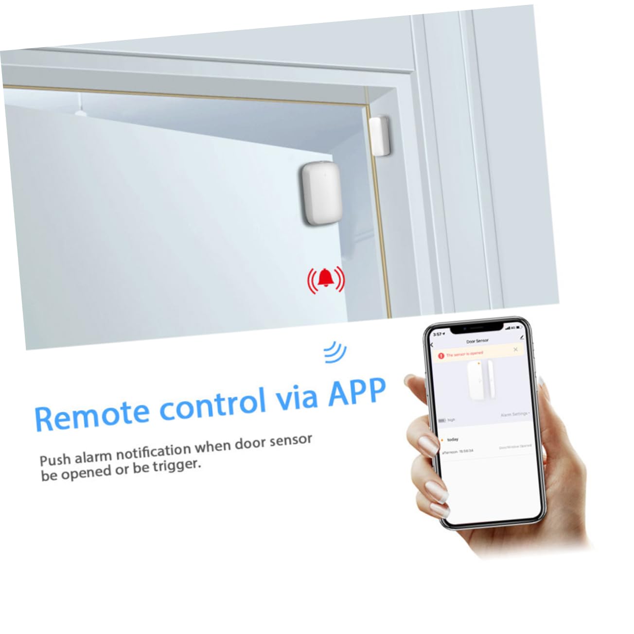 OSALADI 1ensemble De Porte Intelligent Capteur Magnétique De Sécurité pour Fenêtres Et Notifications Consommation De