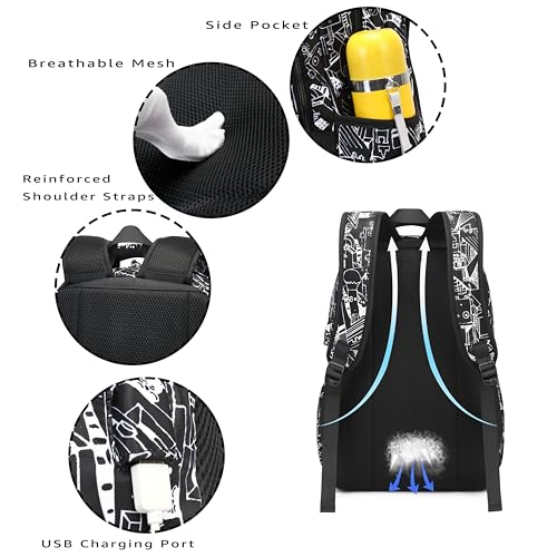 Image of Asge Large Nylon Backpacks for Boys & Girls, Waterproof Satchel with Print, School Bags for 8-16 Years